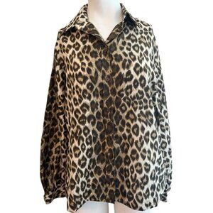 Ladies Size 16 Cheetah Animal Print Button Front Blouse Vintage